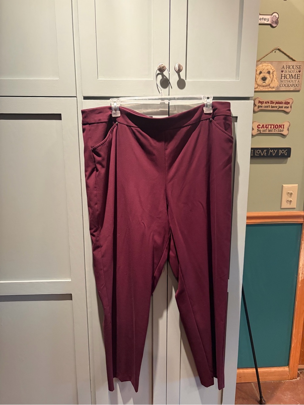 Roz & Ali Burgundy Ankle Dress Pants Maroon not red